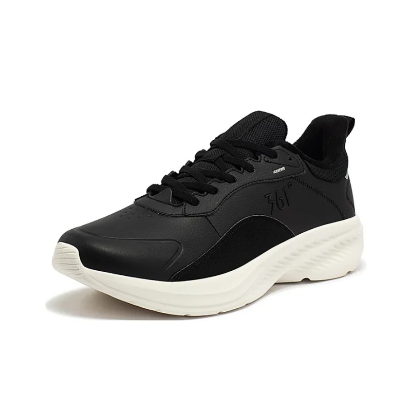 361° Anti Slip And Wear Resistant Warm Low Top Running Shoes Men's Black White-1