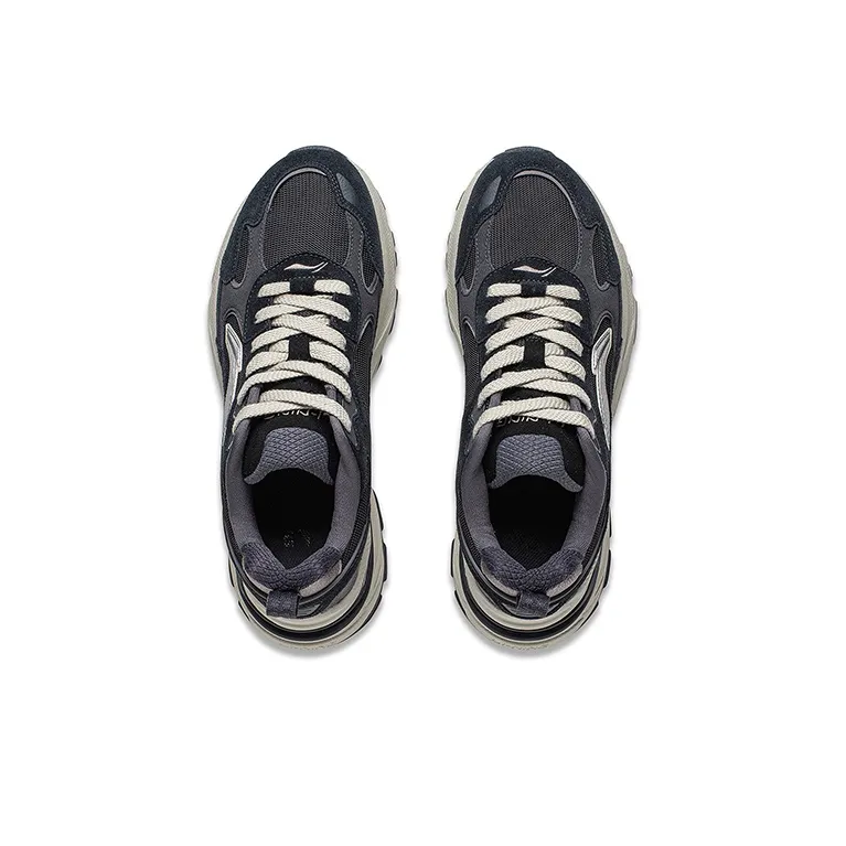 LiNing Beichen Cushioning, Slip Resistant, Abrasion Resistant Support Low Top Chunky Sneakers Men's Black Gray-2