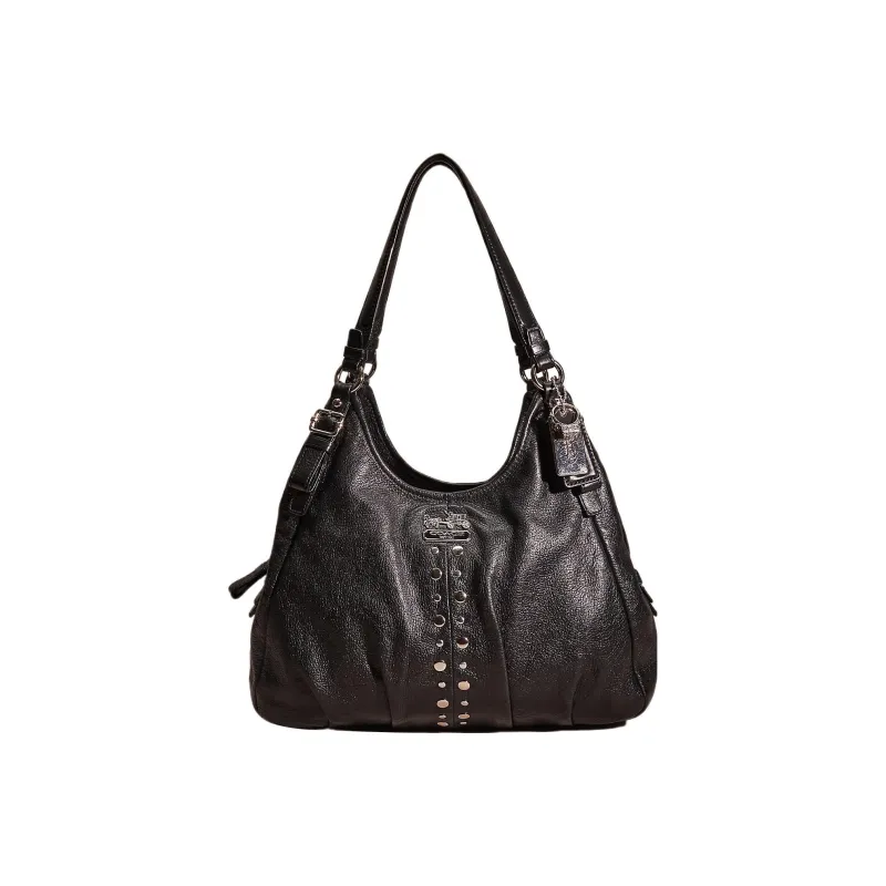 COACH Maggie Leather Hobo Bag Handbag Shoulder Bag Large Size Women's Black-0