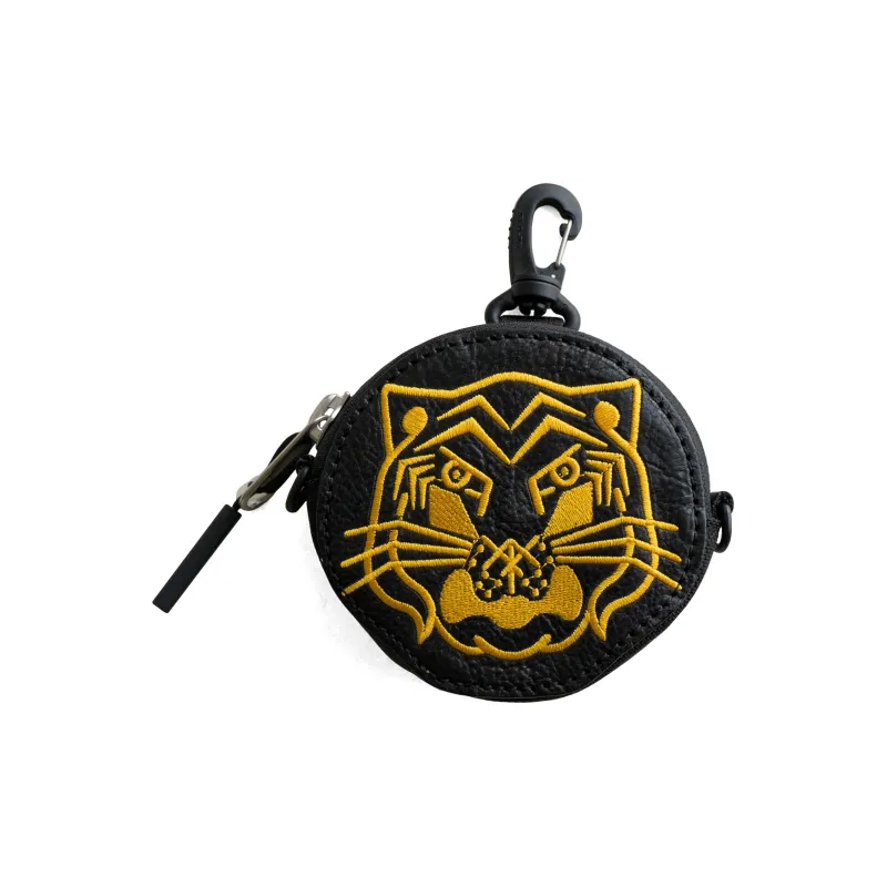 MYBRANDORIGINAL Top Grain Cow Leather Earphone Case With Decorative Coin Purse And Key Pouch Mini Unisex Black-2