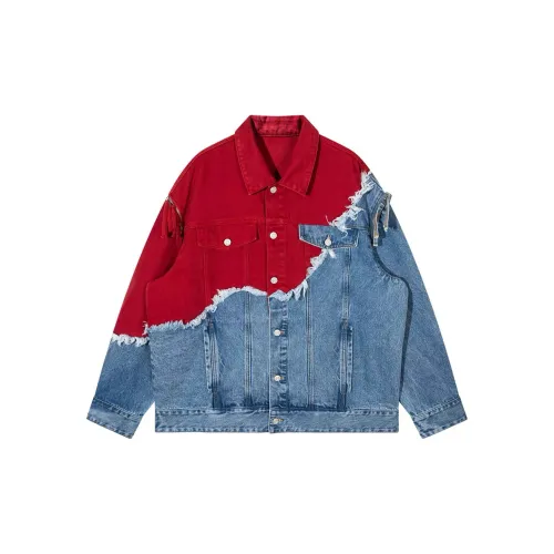 FAIRWHALE Denim Jackets Unisex Red