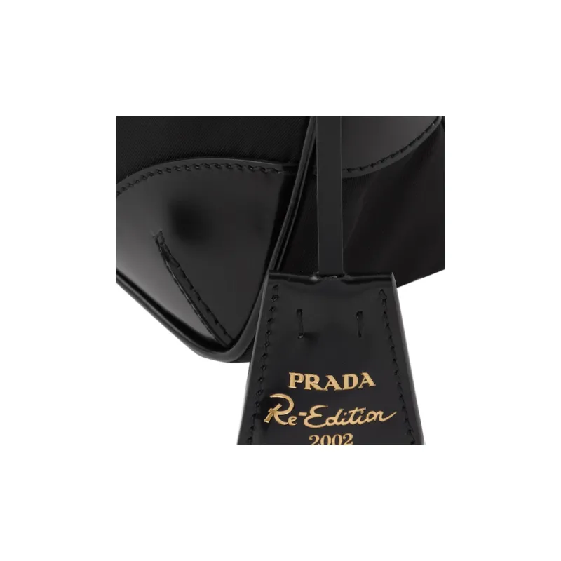 PRADA Re Edition Recycled Nylon Mixed With Shiny Leather Handbag Shoulder Bag Regular Women's Black-3
