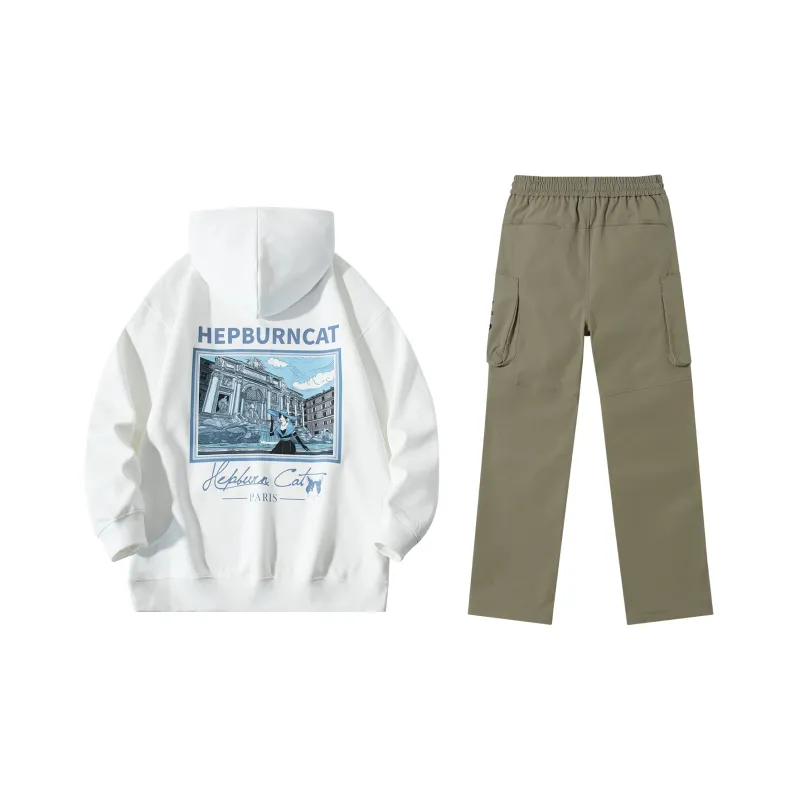 Hepburn Cat Sweatshirt Sets Unisex-8