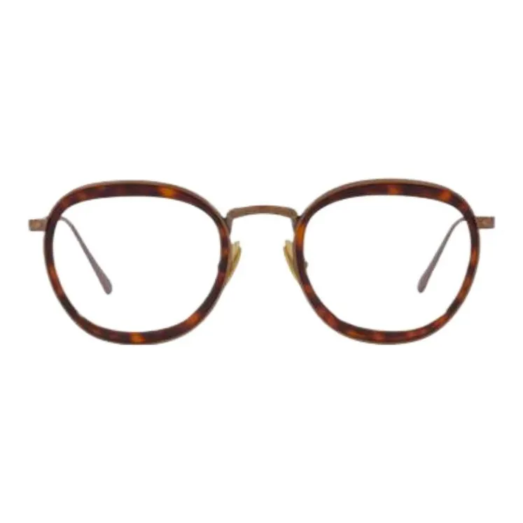 PERSOL Titanium Round Eyeglass Frames Unisex Brown-1