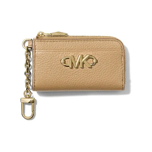 MICHAEL KORS Piper Litchi Grain Leather Card Holder Regular Women's Camel