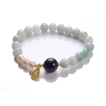 Artisan Lock Heart Jade Bean Type Jadeite Bracelets Women's