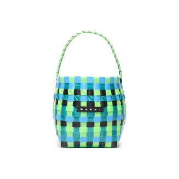 MARNI Polypropylene With Cow Leather Bucket Bag, One Shoulder Handbag Regular Kids' Green