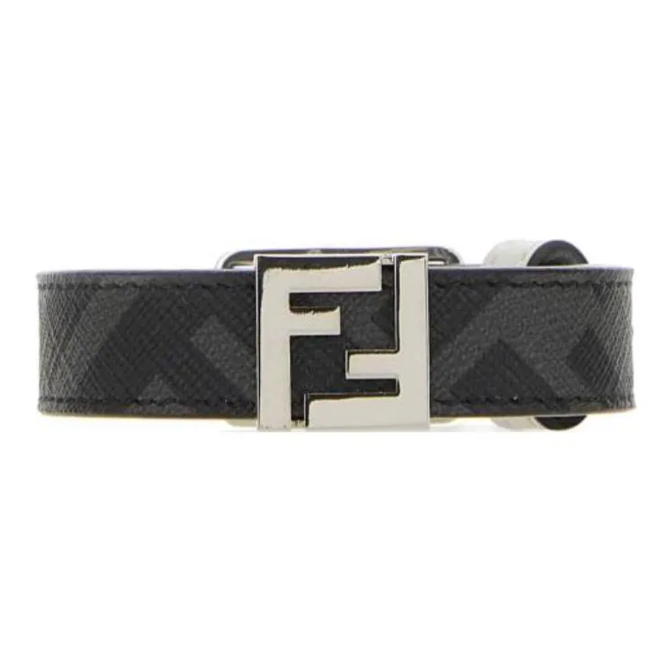 FENDI Logo With Buckle Smooth Buckle Leather Belts Men's Black Width: 3.5cm-0