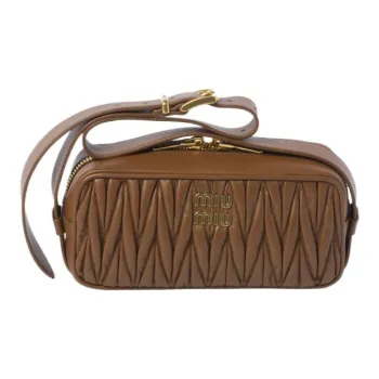 MIU MIU Matelassé Nappa Leather Crossbody Bag Shoulder Bag Women's Caramel Brown