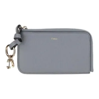 Chloe Leather Card Holder Wallet Women's Blue