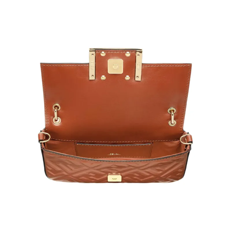 FENDI Baguette Lambskin One Shoulder Crossbody Cell Phone Pouch Regular Women's Brown-2