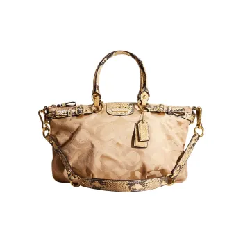 COACH Madison Cotton Sateen Briefcase Shoulder Bag Crossbody Bag Handbag Large Size Women's Khaki