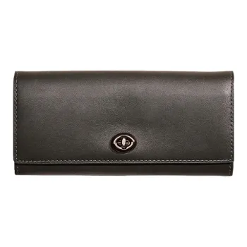 COACH Envelope Glove Tanned Leather Handheld Envelope Wallet Women's Black