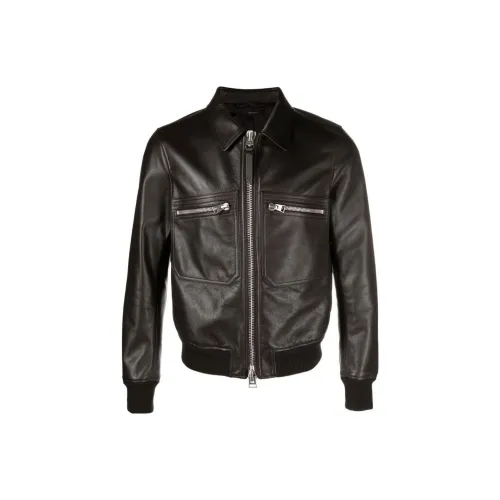 TOM FORD Leather Jackets Men Black