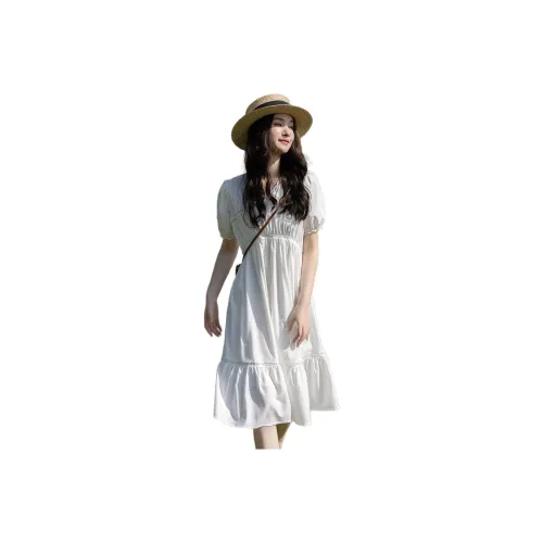 MISHOW Short-Sleeved Dresses Women's French White