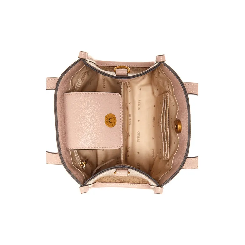GUESS Polyurethane Tote Bag Shopping Bag Shoulder Bag Crossbody Bag Handbag Mini Women's Brown/Pink-3