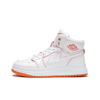 Warrior Anti Slip Wear Resistant High Top Skateboard Shoes Unisex White Orange