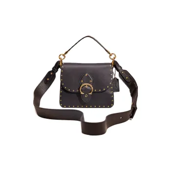 COACH Beat Glove Tanning Saddle Bag Portable Crossbody Bag Shoulder Bag Small Size Women's Black