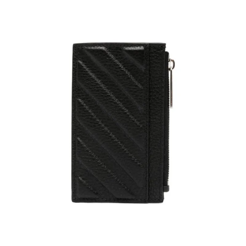 OFF WHITE Diag Zipped Card Case Black-0