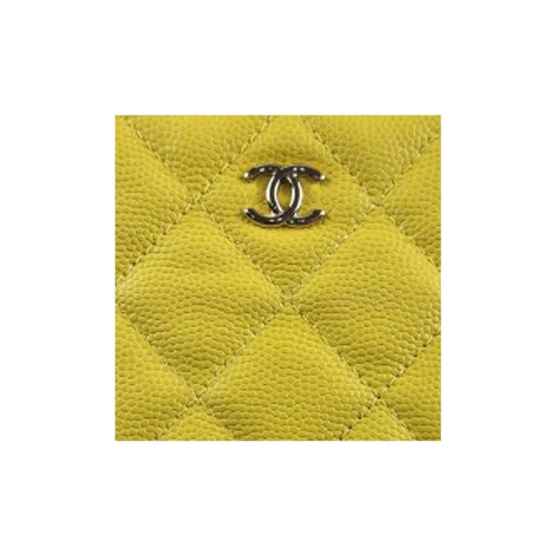 CHANEL Grain Calfskin Clutch Mini Women's Yellow-1