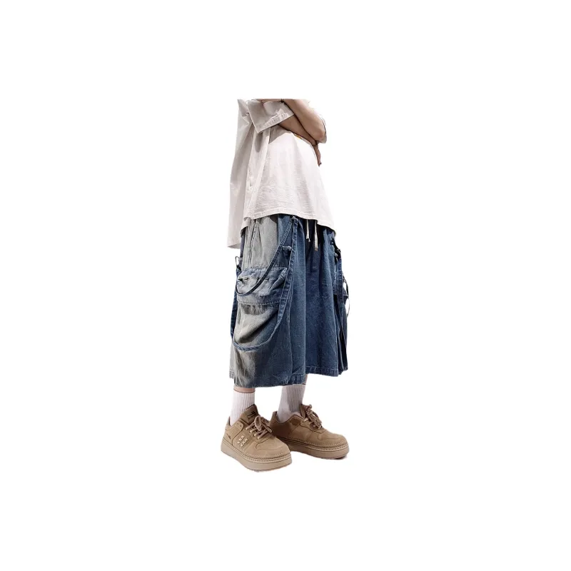 UUCSCC Denim Shorts Men Blue-3