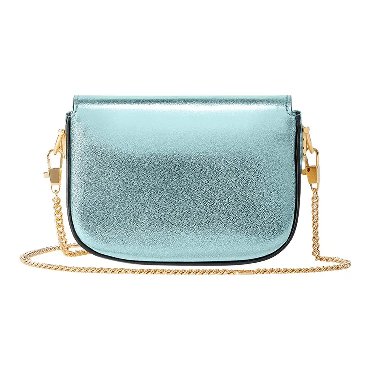 GUCCI Horsebit 1955 Layered Leather Shoulder Bag Crossbody Bag Mini Women's Light Blue-3