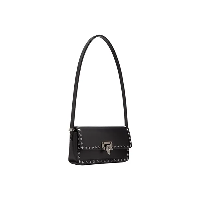 Valentino ROCKSTUD Cow Leather Portable Crossbody Bag Shoulder Bag Women's Black-1