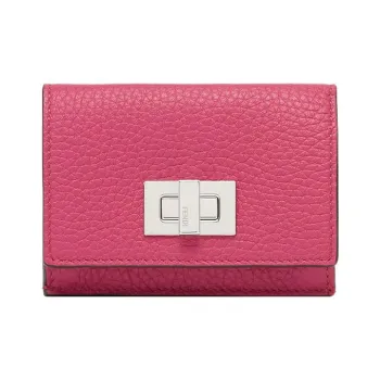 FENDI Peekaboo Cow Leather Wallet Extra Mini Women's Pink