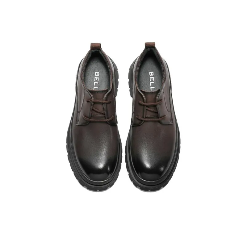 BELLE Dress Shoes Men Low Top Brown/Black-3
