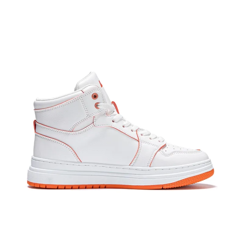 Warrior Anti Slip Wear Resistant High Top Skateboard Shoes Unisex White Orange-1