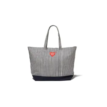 HUMAN MADE Cotton Tote Bag, Shopping Bag, Shoulder Bag, Handbag Regular Unisex Black White Stripes