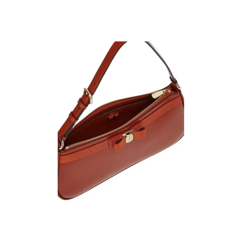 FERRAGAMO Vara Calfskin Shoulder Bag Handbag Shoulder Bag Women's Brown-3
