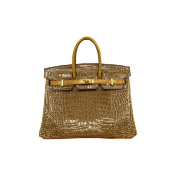 HERMES Birkin Crocodile Leather Birkin Bag Handbag Women's Nude Sand & Amber Yellow