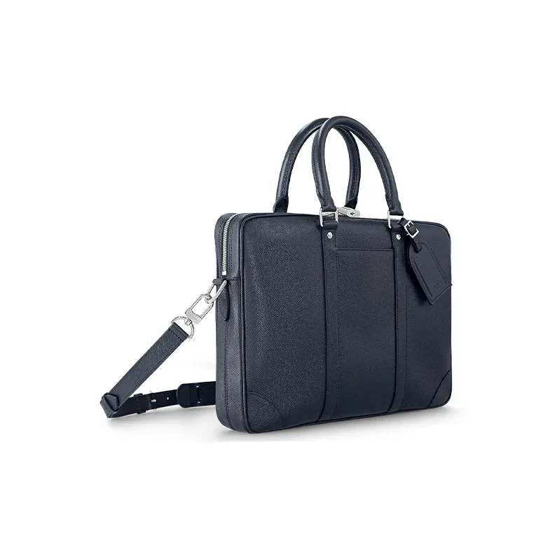 LOUIS VUITTON Cow Leather Laptop Bags Shoulder Bag Crossbody Bag Handbag Briefcases Small Size Men's Dark Blue-1