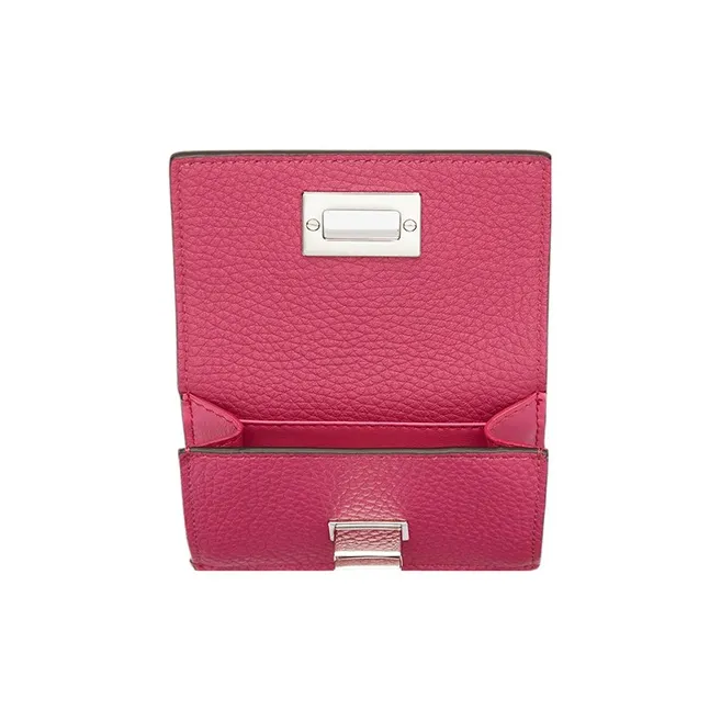 FENDI Peekaboo Cow Leather Wallet Extra Mini Women's Pink-2
