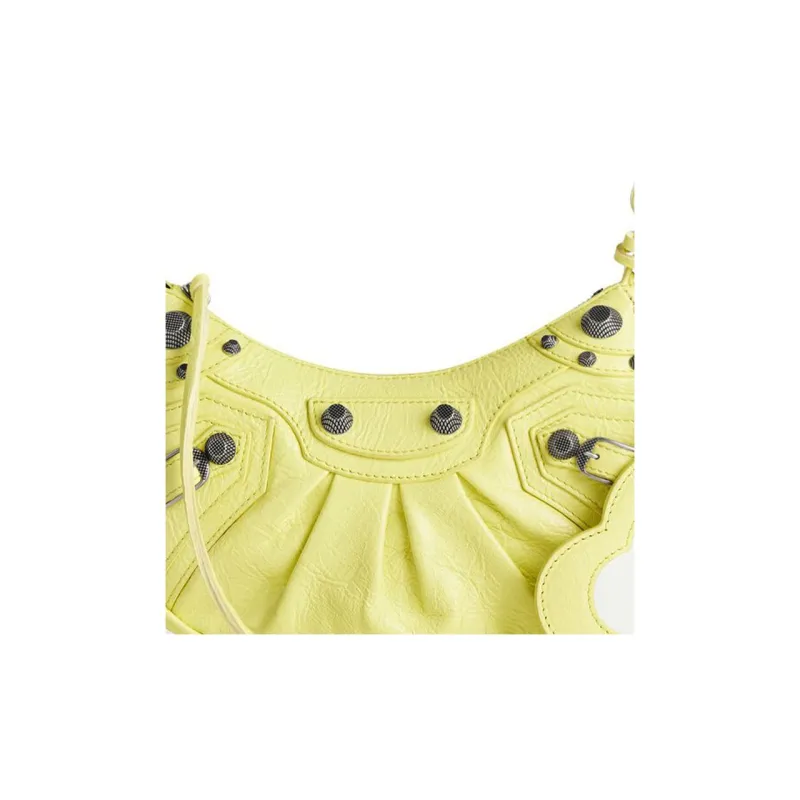 Balenciaga Le Cagole Sheepskin Portable Crossbody Bag, Shoulder Bag Mini Women's Yellow-4