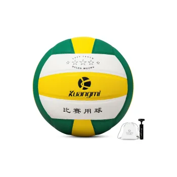 Kuangmi PU Size 5 Volleyball Unisex Yellow Green White