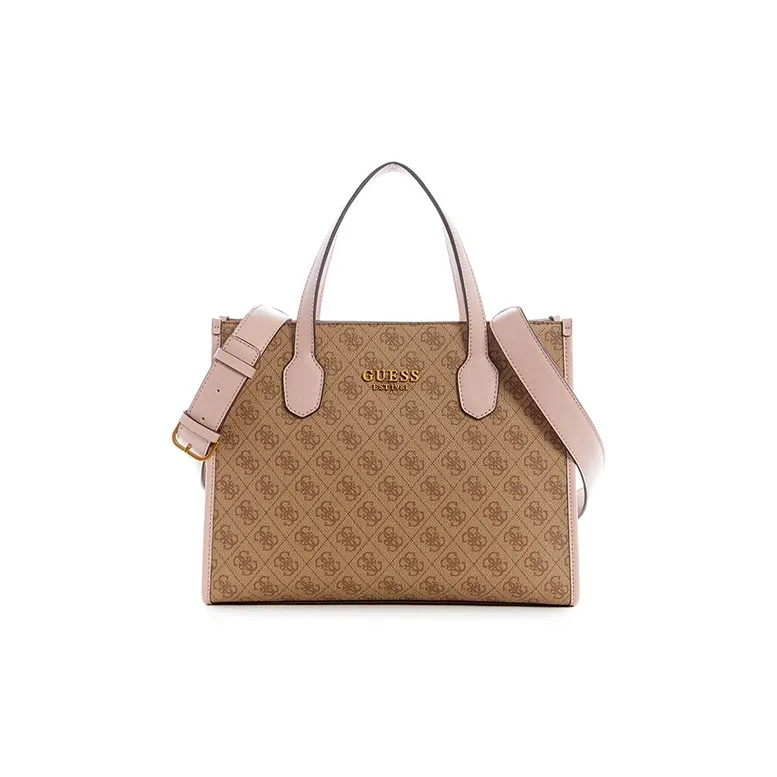 GUESS PU Shoulder Bag Crossbody Bag Handbag Small Size Women's Pink/Brown-0