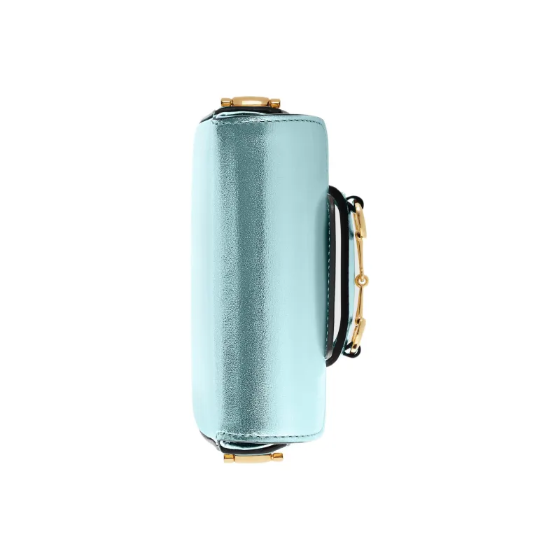 GUCCI Horsebit 1955 Layered Leather Shoulder Bag Crossbody Bag Mini Women's Light Blue-5