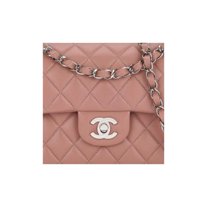 CHANEL Classic Flap CF Lambskin Flap Bag, Crossbody Bag, Shoulder Bag Trumpets Women's Dark Pink-3