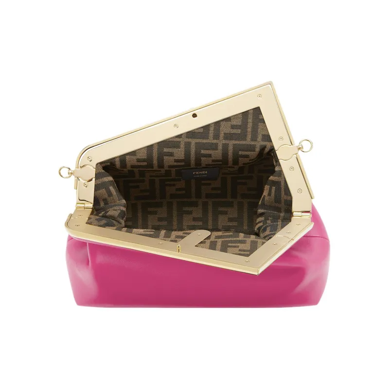 FENDI Lambskin One Shoulder Crossbody Clutch Regular Women's Pink-3