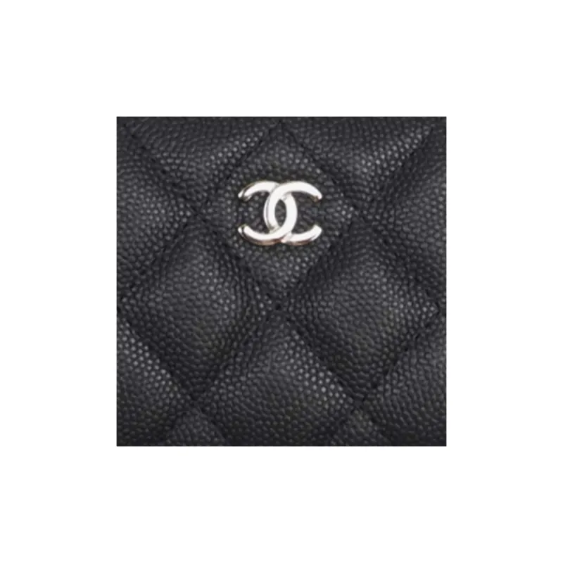CHANEL Grain Caviar Calfskin Coin Purse Women's Black-2