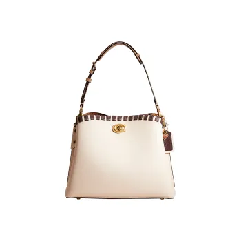 COACH Willow Polished Pebbled Leather Bucket Bag Handbag Shoulder Bag Large Size Women's White