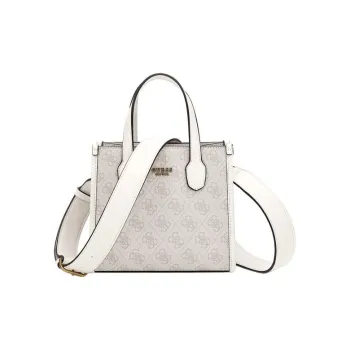 GUESS Polyurethane Shoulder Bag Crossbody Bag Handbag Women's Gray White