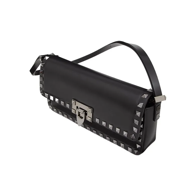 Valentino ROCKSTUD Cow Leather Portable Crossbody Bag Shoulder Bag Women's Black-2