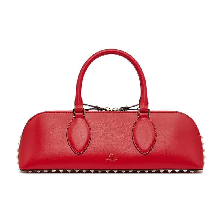 Valentino ROCKSTUD Calfskin Shoulder Bag, Crossbody Bag, Handbag Women's Red-4