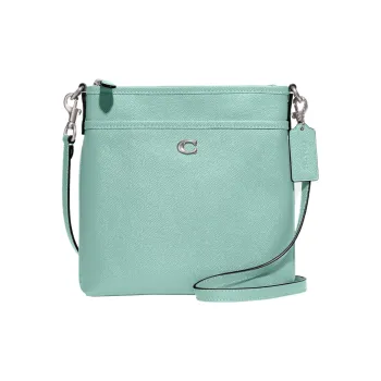 COACH Kitt Cross-Stitch Leather Messenger Bag Shoulder Bag Crossbody Bag Small Size Women's Mint Green