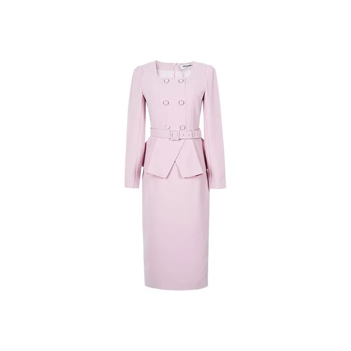 MISSSHINE Long Sleeved Dresses Women's Pink-1