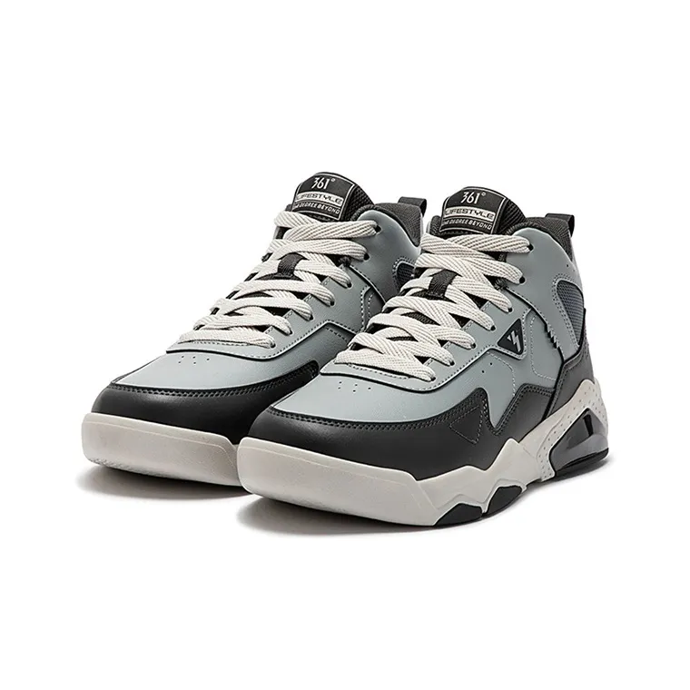 361° Winter Syndrome Thermal Slip Resistant High Top Skateboard Shoes Men's Gray Black-2