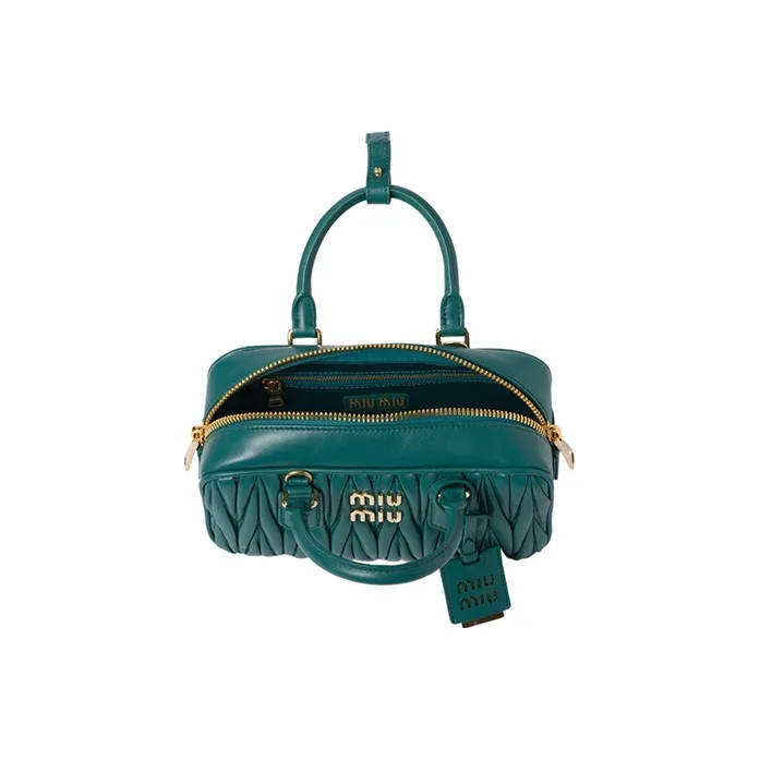 MIU MIU Arcadie Series Nappa Leather Shoulder Bag, Crossbody Bag, Handbag Women's Lagoon Blue-3